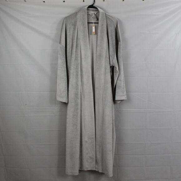 Skims Robe Womens Medium Sienna Relaxed Fit Velour Gray Soft Long Lounge Duster - Picture 2 of 11